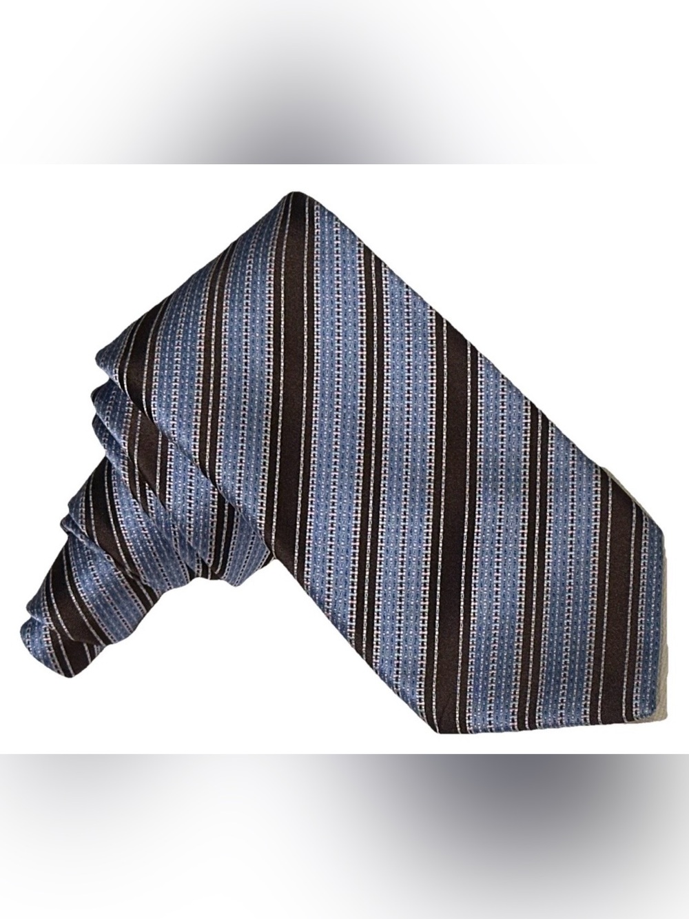 $350 NEW STEFANO RICCI TIE HANDMADE ITALY BLUE BROWN DIAGONAL STRIPES FANCY